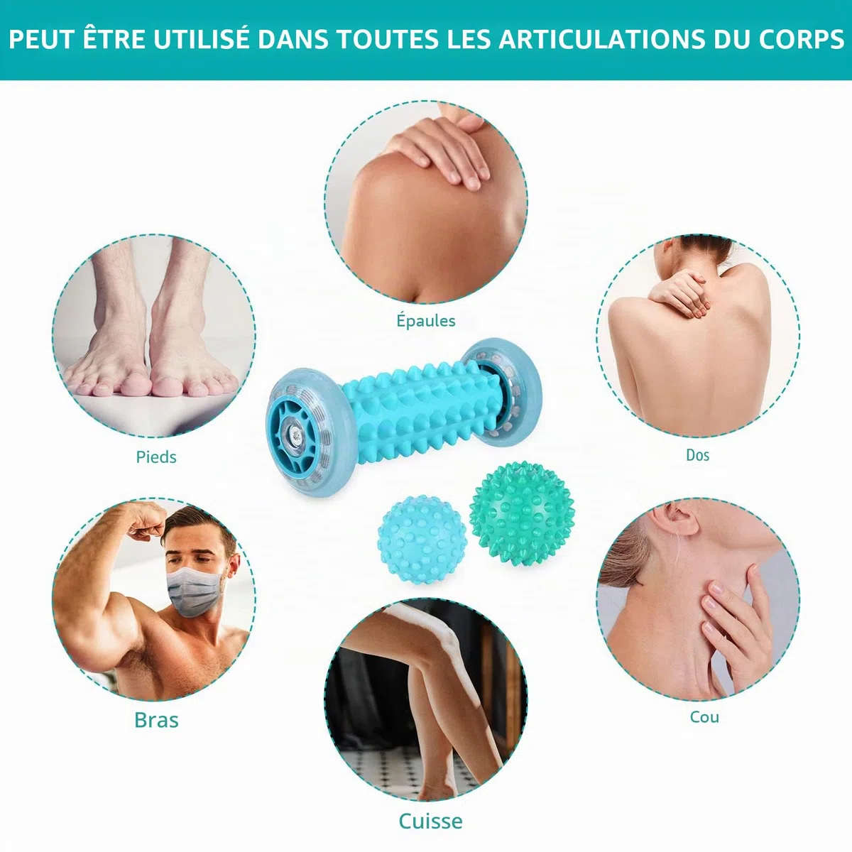 3 PCS Balle de Massage pour les Pieds Hérisson, Rouleau Massage Pied, Reflexologie Balle, Masseur pour Soulager la Fasciite Plantaire pour la Relaxation et soulager les douleurs musculaires