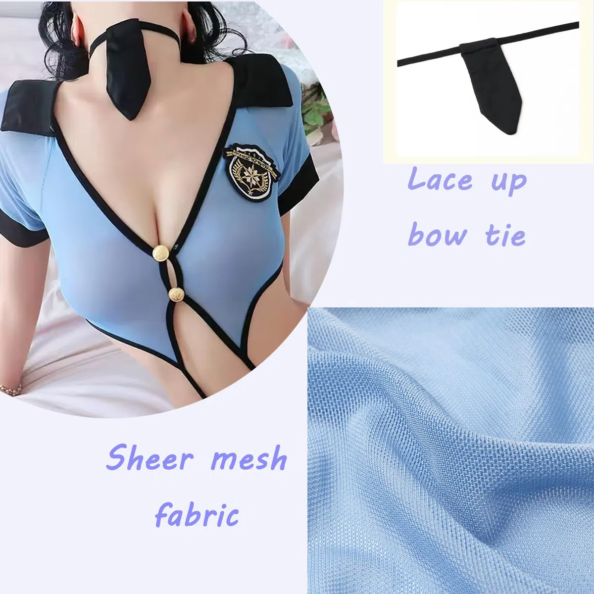 MIZSPISE Tenue Sexy d’Instructrice Femme Cosplay Uniforme Tulle Transparent Ensemble de Lingerie Coquine Nuisette 5 Pieces Halloween Jeu de Rôle Deguisement Haut Jupe String Cravate Bas