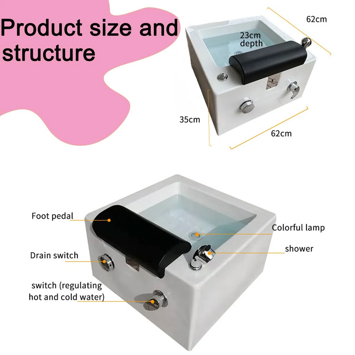 Spa pour les pieds en acrylique avec contrôle automatique de la température et massage à bulles pour la relaxation et la thérapie de médecine traditionnelle