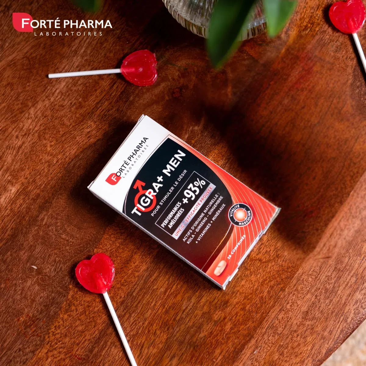 Forté Pharma - Tigra+ Men - Stimule le Désir & Booste les Performances - Complément Alimentaire Tonifiant sexuel, Booster libido - Gingembre, Ginseng, Vitamine E, Chrome, Zinc - 28 comprimés, 2/jour