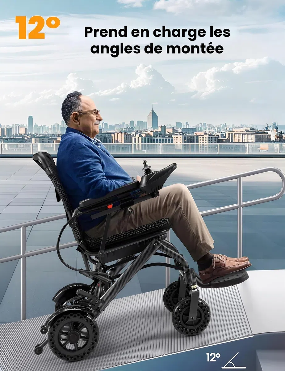 Fauteuil roulant électrique léger, seulement 21,5 kg, fauteuil roulant électrique pliable pour adultes, double moteurs, pliage intelligent, scooters motorisés pour personnes âgées, tout terrain