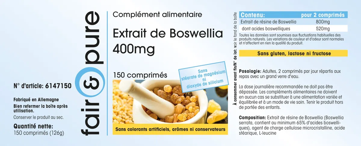 Fair & Pure® - Extrait de Boswellia 400mg 150 comprimés