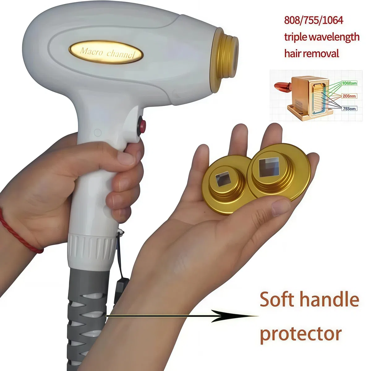 Élimination laser de diode Machine professionnelle Glace Titanium 755nm 808nm 1064nm Dispositif d'enlèvement permanent 3 Longueur d'onde Cool Skin