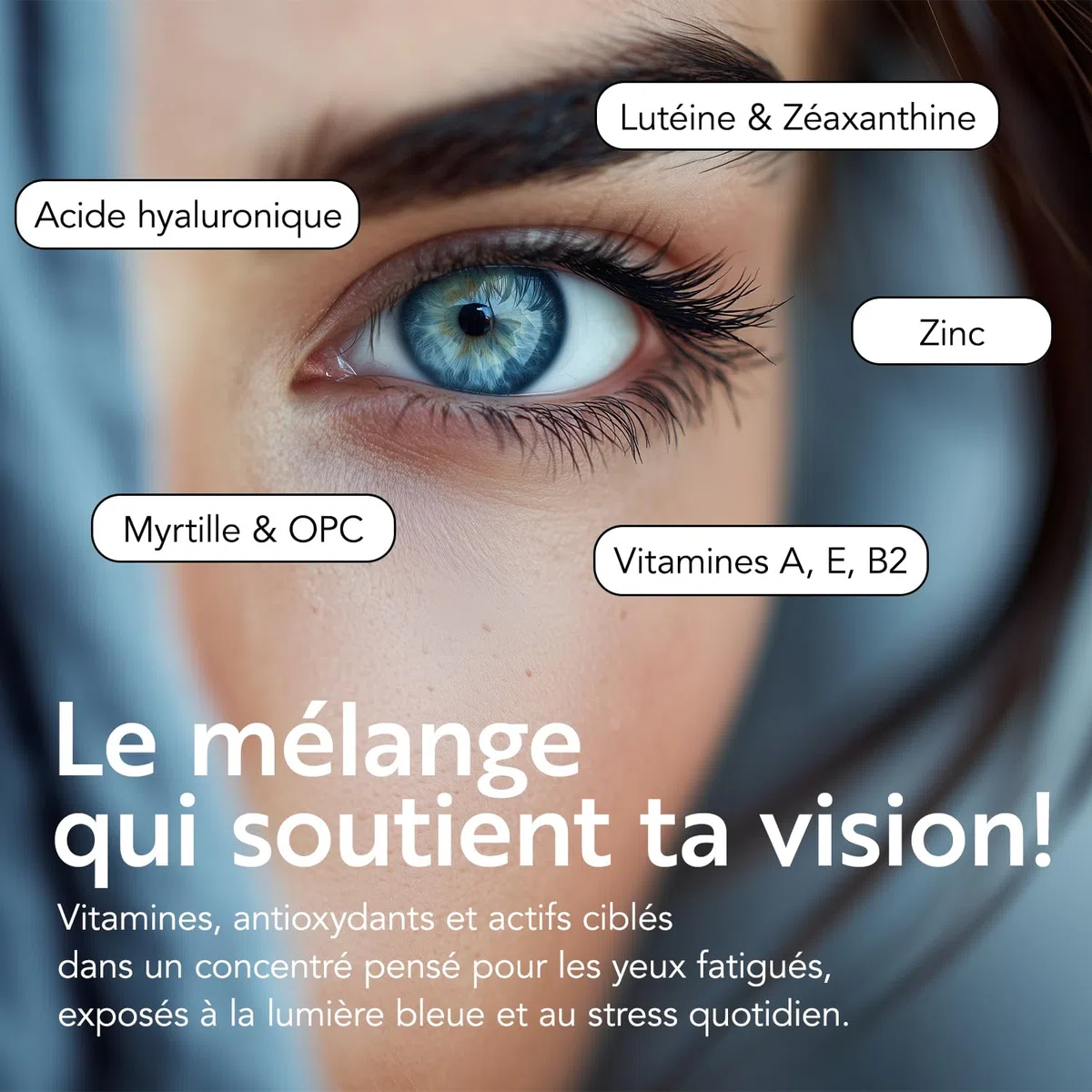 Luteine Zeaxanthine PiùLife - 180 Gélules | 1 par jour, Avec OPC de Pin Maritime, Acide Hyaluronique, Vitamine Pour Les Yeux A, E, B2 et Zinc, Sans Gluten, Sans Lactose