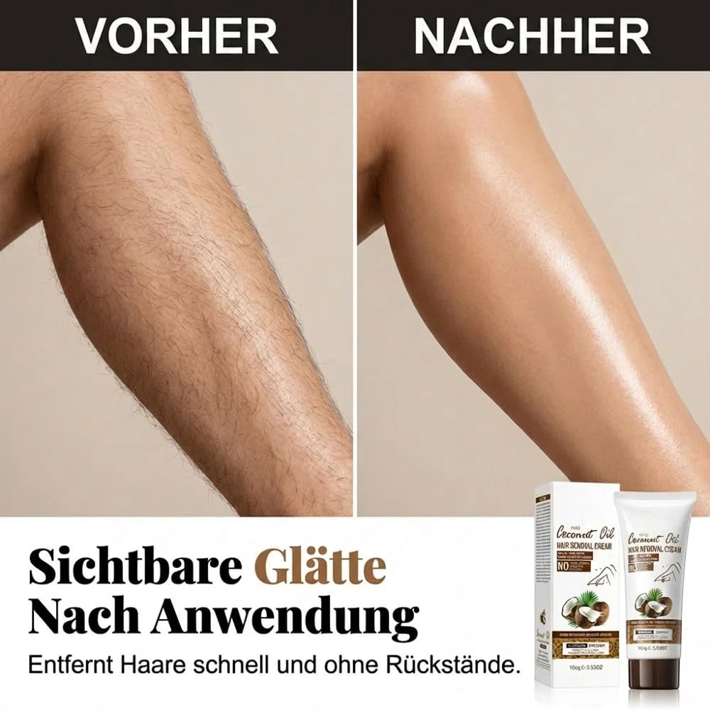 Crème Dépilatoire Femme Intime et Homme 100g, Creme Epilatoire Douce à l'Huile de Coco, Épilation Rapide Sans Douleur pour Maillot et Corps，1 Pcs