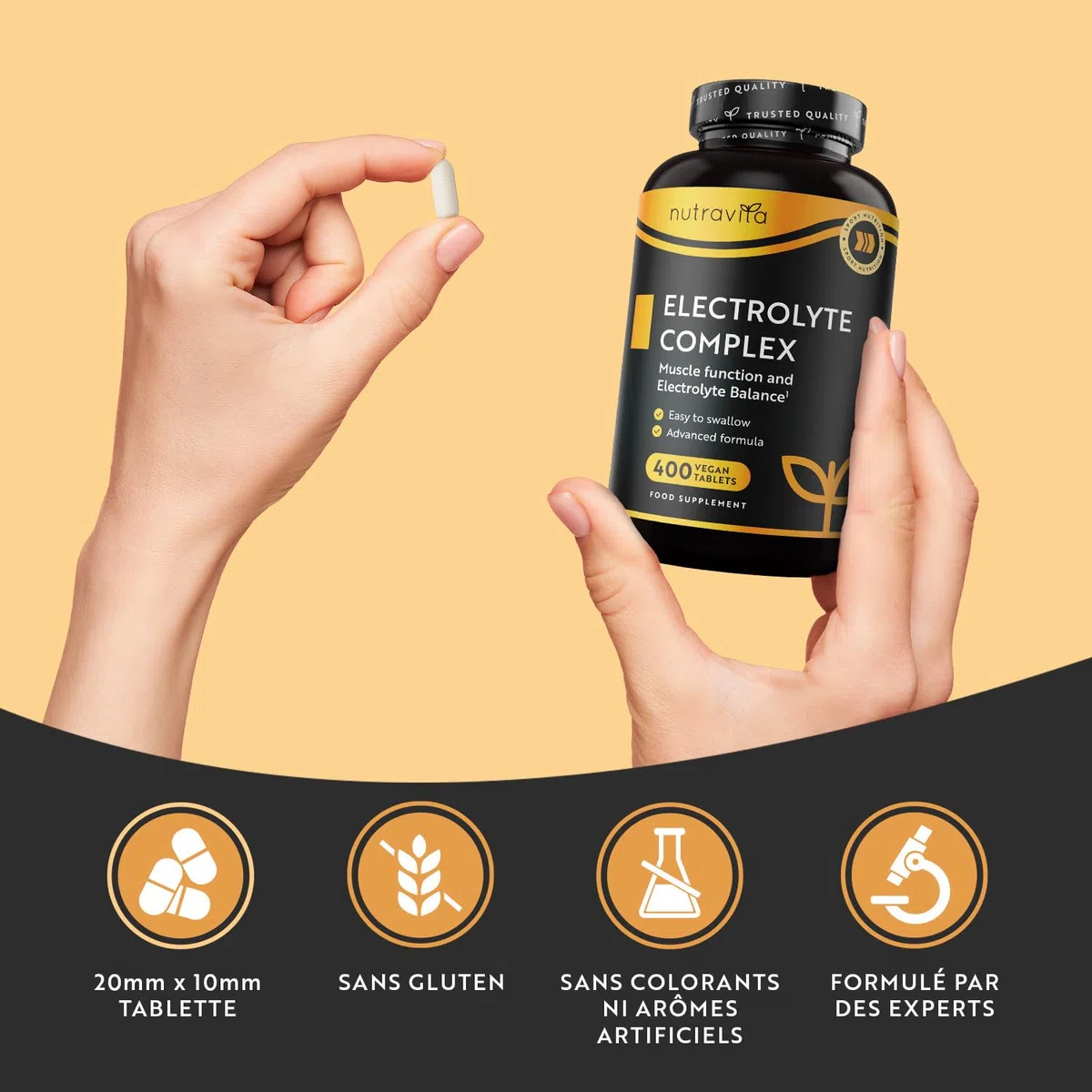 Electrolyte Complex 900mg, 400 Comprimés (1+ An) avec Magnesium Calcium Potassium Complément Alimentaire - Fonction Musculaire (EFSA) Electrolytes Hydratation sans Sucre - Nutravita