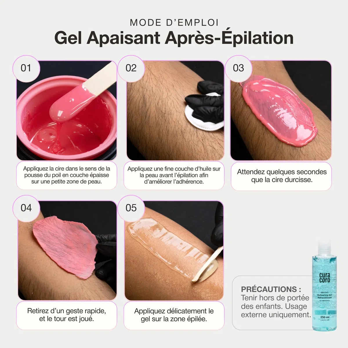 Curacoro Gel Après-Épilation pour Soin Après Épilation | Gel Rafraîchissant et Apaisant pour Calmer et Revitaliser la Peau Après l’Épilation
