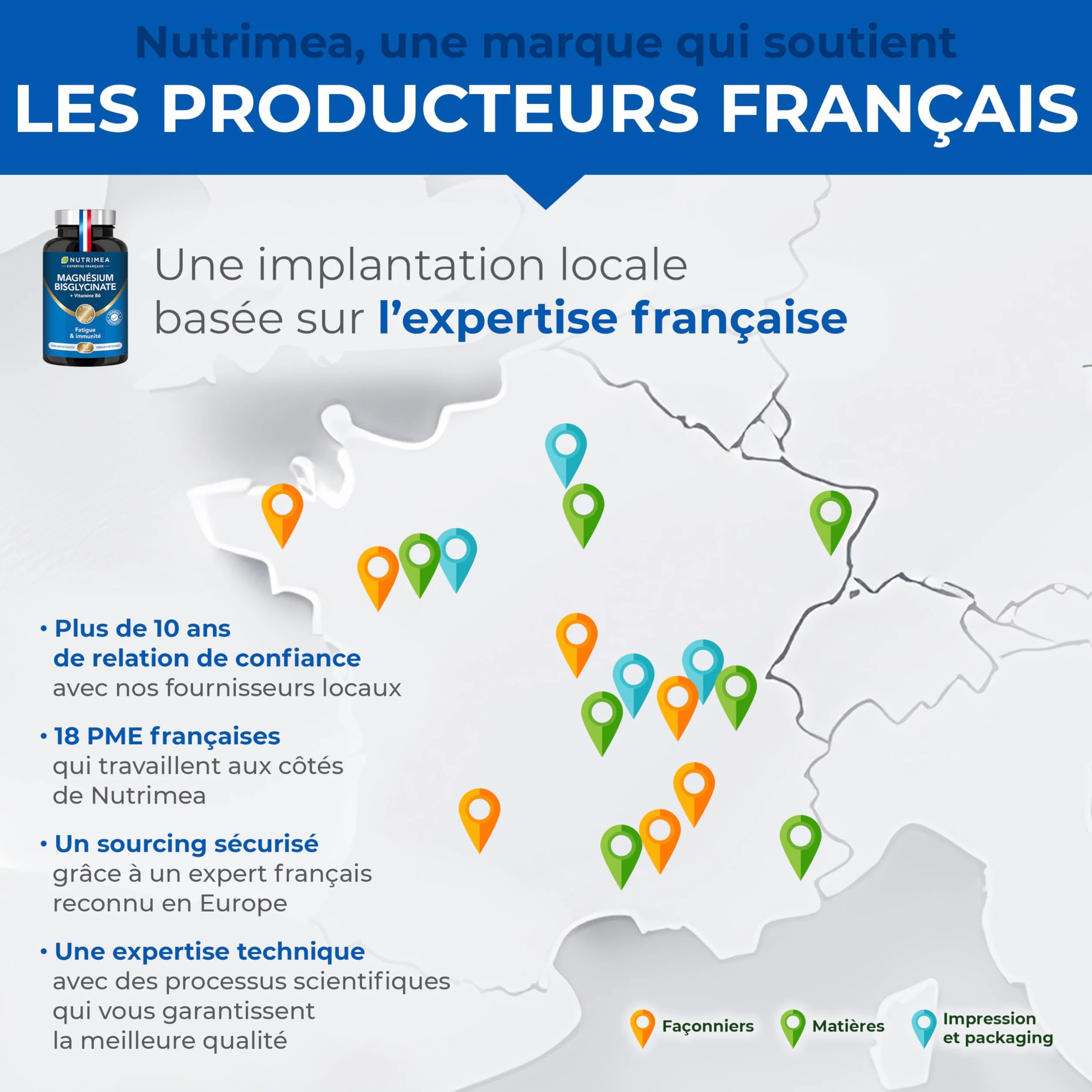 GABA 750 mg/j Sans Excipient | Anti Stress & Anxiété, Calme et Sérénité, Sommeil Réparateur | 60 gélules vegan | Fabrication Française | Nutrimea